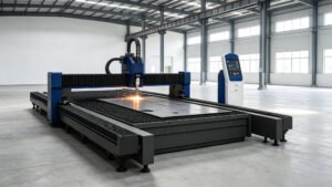 Workshop with gantry fiber laser cutting machine